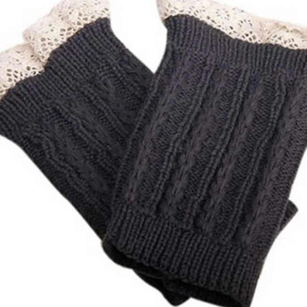 Boot Toppers Boot Cuff Ankle leg warmer - Knitted lace trim